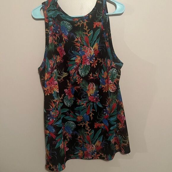 On The Byas Jersey Mens Small Multicolor Tropical Print Sleeveless Mesh Tank - Picture 4 of 4